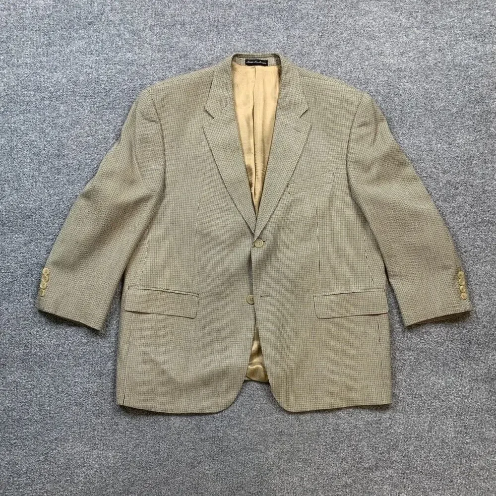 Ralph by‎ Ralph Lauren Blazer Mens 44 Cream Black Silk 2 Button Suit Jacket